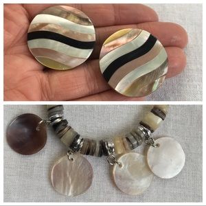 1980s Sea Shell Wave Design Earrings, And Bracelet